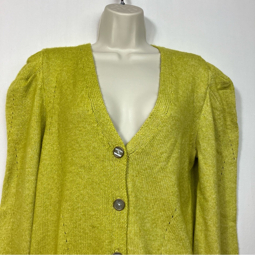 💛💚Chartreuse V-Neck Button Cardigan Small - temporary free Shipping - Picture 3 of 9